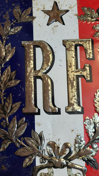 Old Republique Francaise tin embossed sign