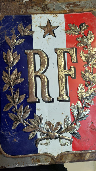Old Republique Francaise tin embossed sign