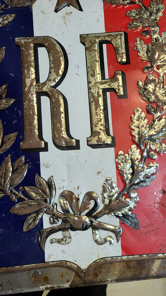 Old Republique Francaise tin embossed sign