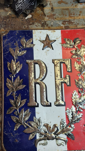 Old Republique Francaise tin embossed sign