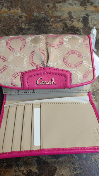 New! Coach Wallet-Ashley Dotted op art trifold