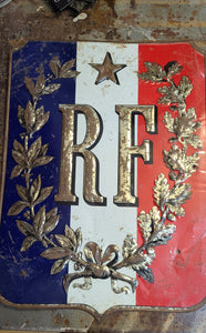 Old Republique Francaise tin embossed sign