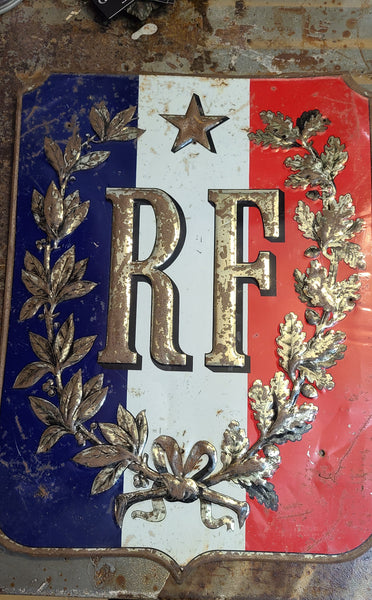 Old Republique Francaise tin embossed sign